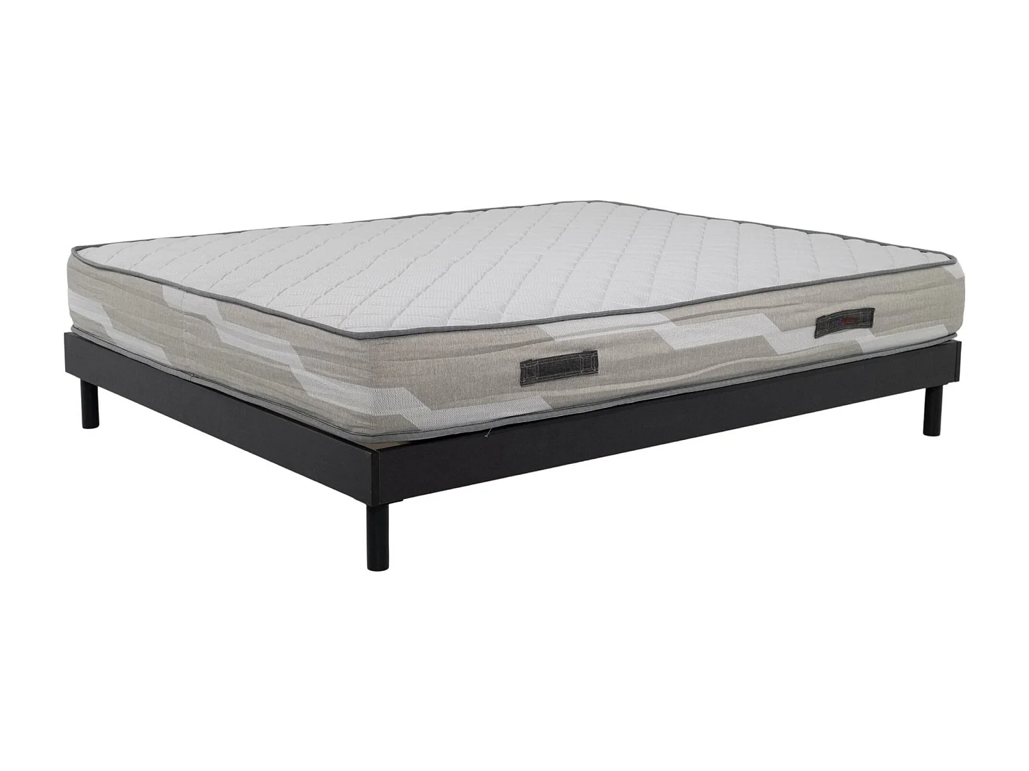 Ensemble 140x190cm Matelas ressorts  Select - accueil mémoire de forme et Sommier kit gris