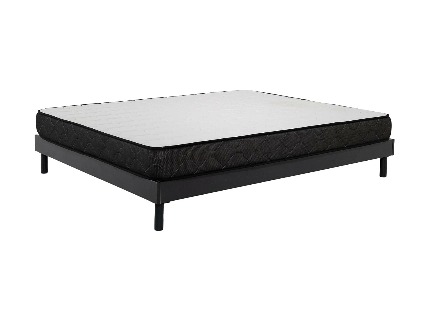 Ensemble Matelas mousse Memory - 160x200cm - accueil mémoire de forme - Sommier kit gris