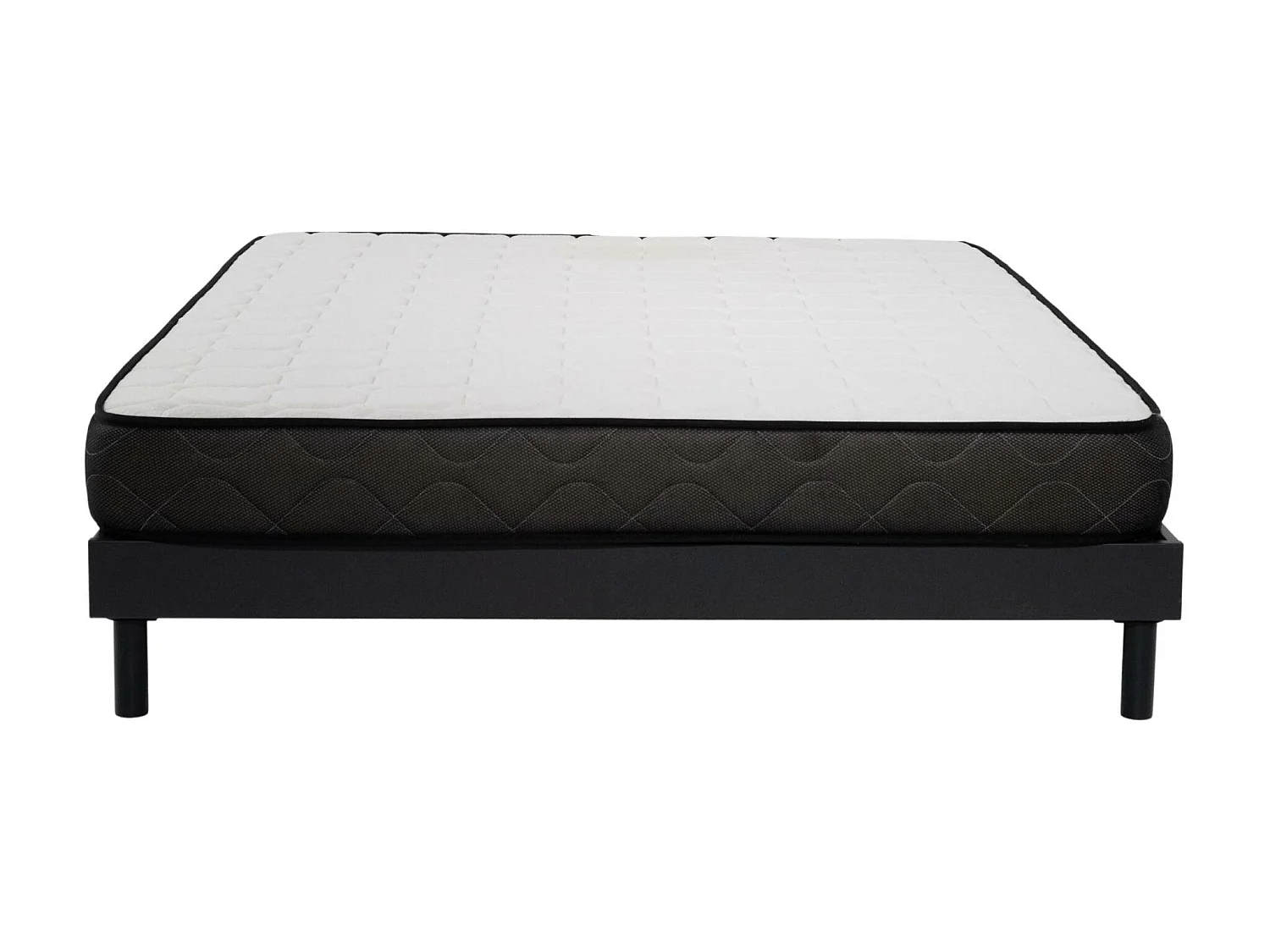 Ensemble Matelas mousse Memory - 160x200cm - accueil mémoire de forme - Sommier kit gris