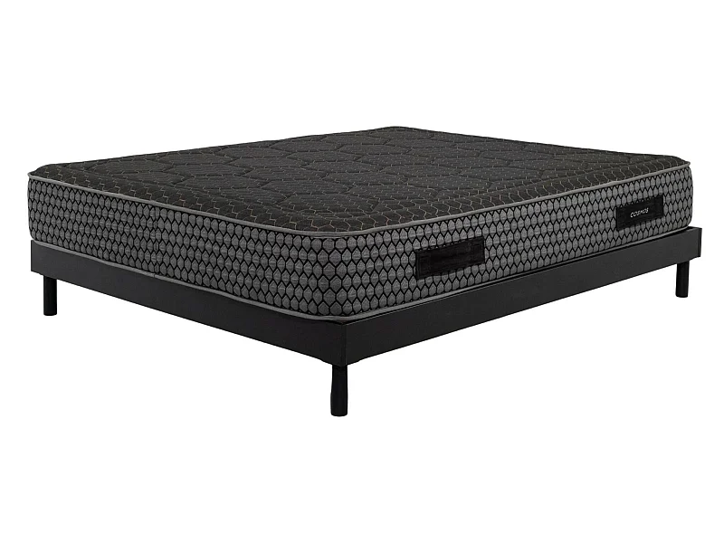 Ensemble Matelas mousse Cosmos Black - 160x200cm - accueil mémoire de forme et Sommier kit gris