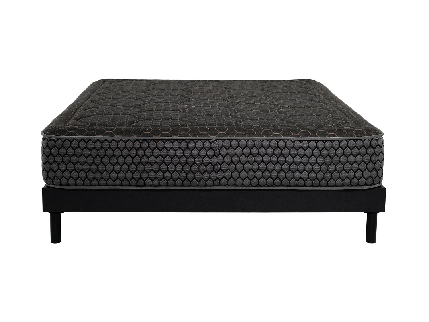 Ensemble Matelas mousse Cosmos Black - 160x200cm - accueil mémoire de forme et Sommier kit gris