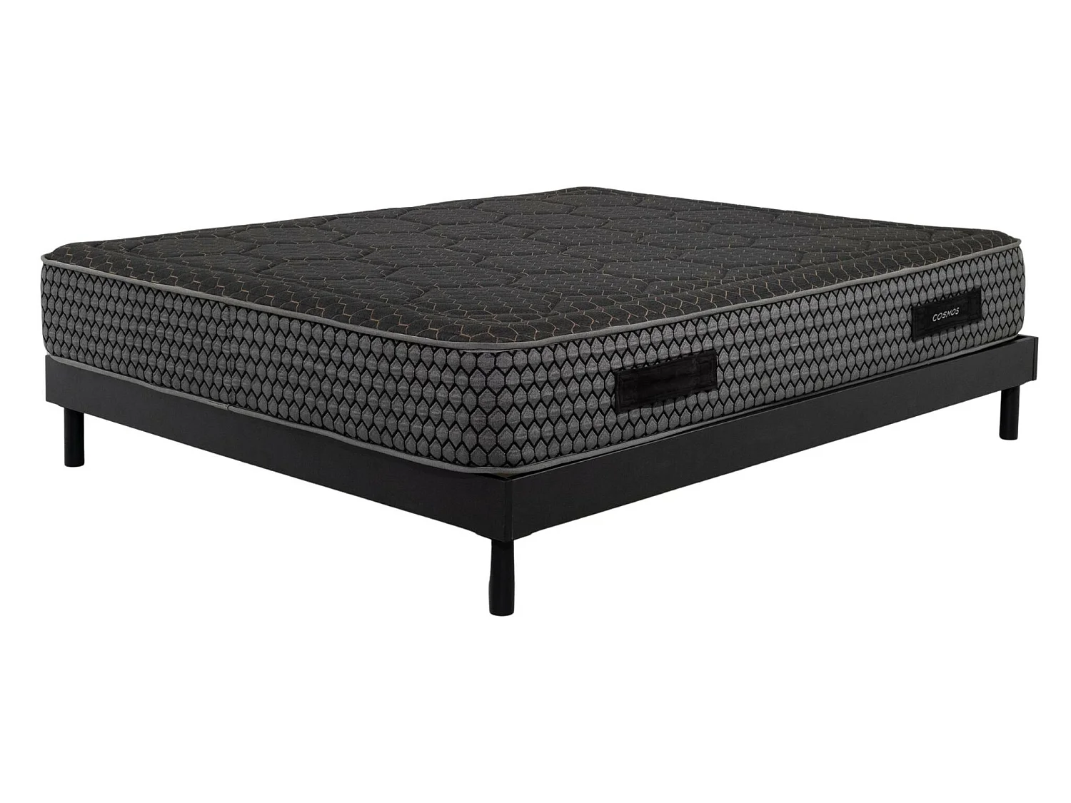 Ensemble Matelas mousse Cosmos Black - 160x200cm - accueil mémoire de forme et Sommier kit gris