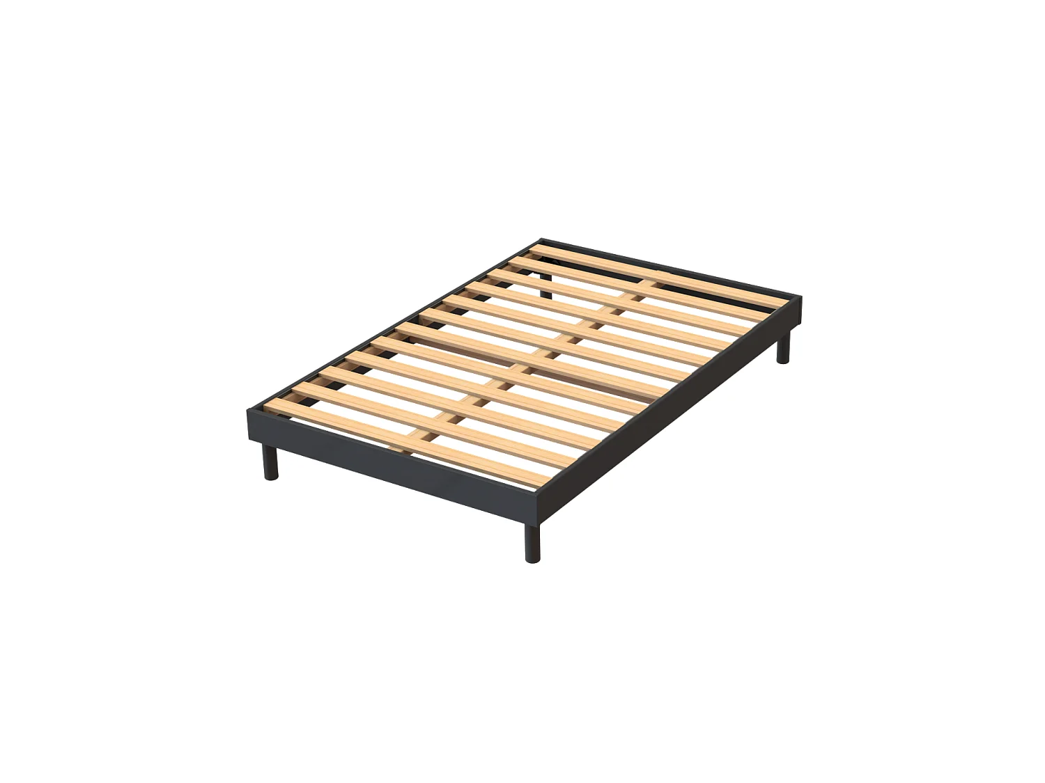 Ensemble Matelas mousse Memory - 140x190cm - accueil mémoire de forme - Sommier kit gris