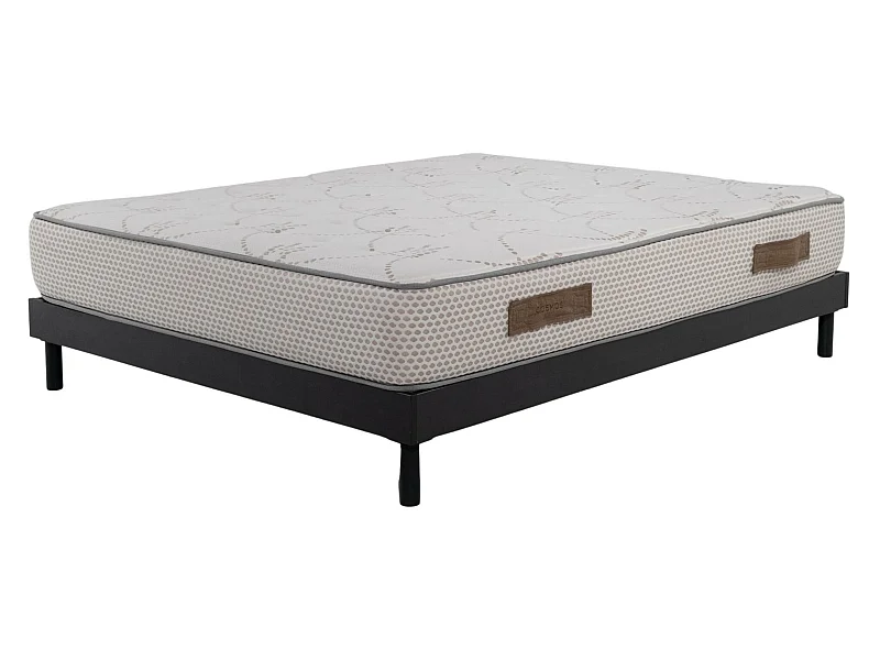 Ensemble Matelas mousse Cosmos White - 140x190cm - accueil mémoire de forme et Sommier kit gris