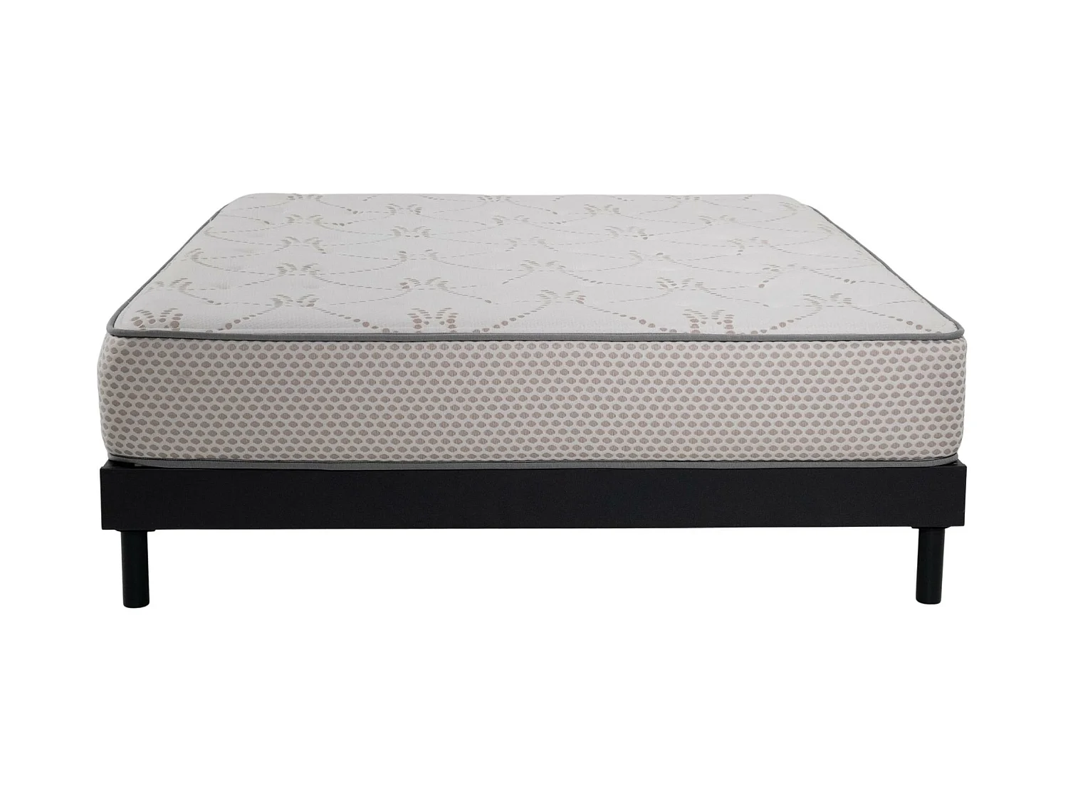 Ensemble Matelas mousse Cosmos White - 140x190cm - accueil mémoire de forme et Sommier kit gris