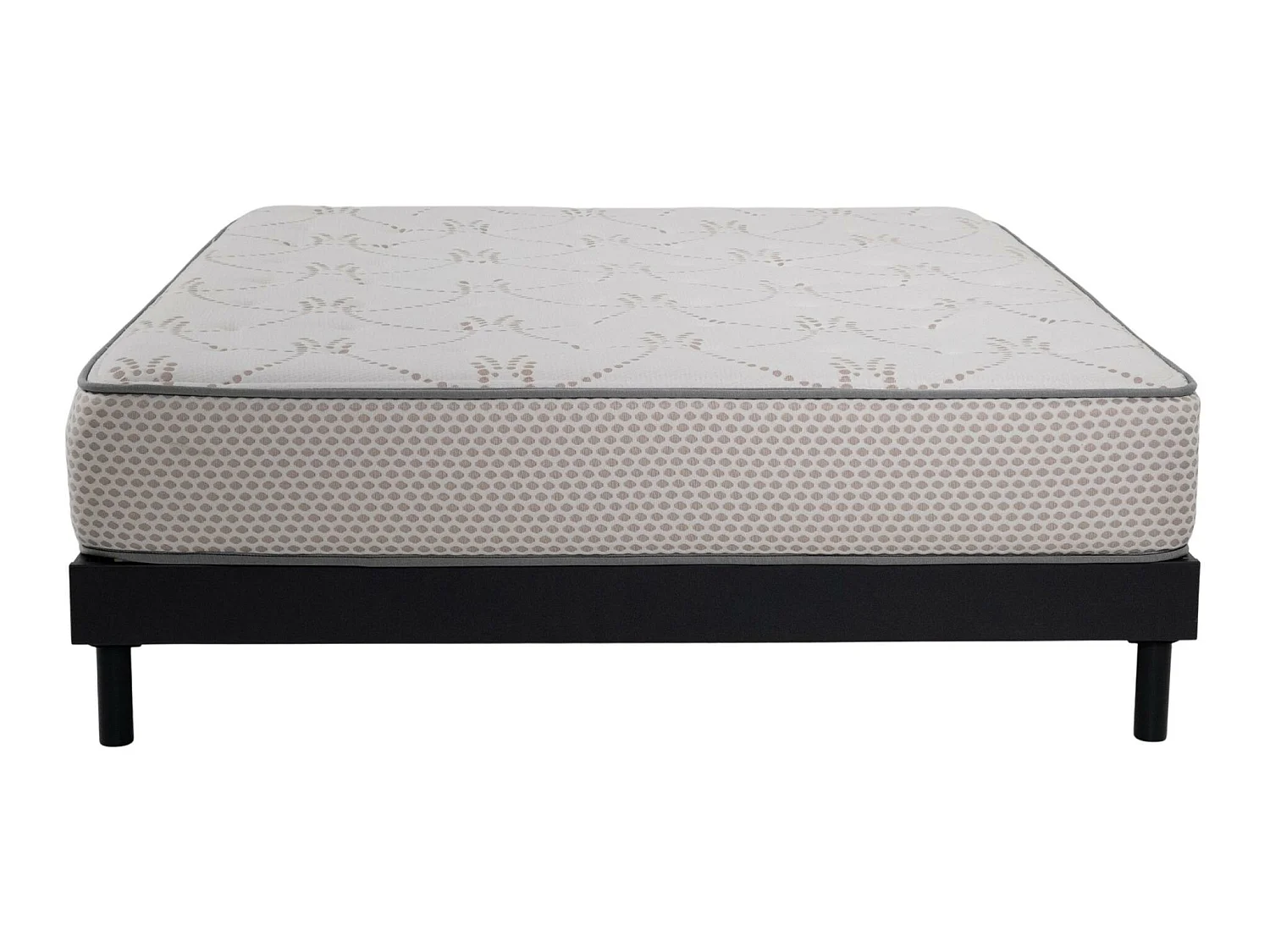 Ensemble Matelas mousse Cosmos White - 140x190cm - accueil mémoire de forme et Sommier kit gris