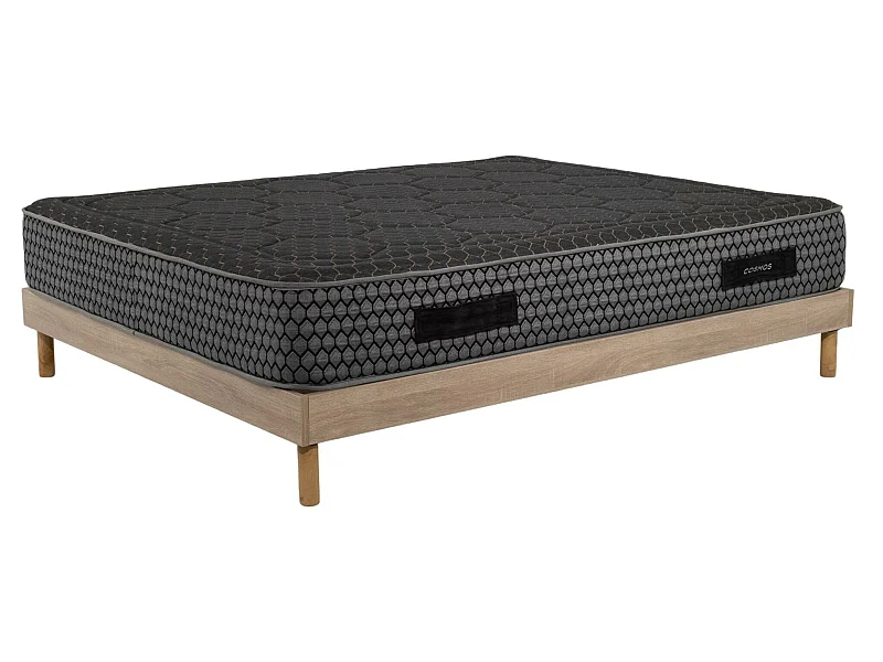 Ensemble Matelas 140x190cm mousse Cosmos Black - accueil mémoire de forme et Sommier kit chêne
