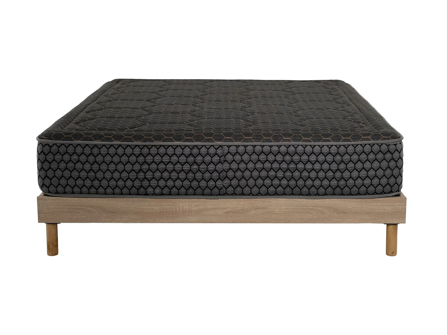 Ensemble Matelas 140x190cm mousse Cosmos Black - accueil mémoire de forme et Sommier kit chêne