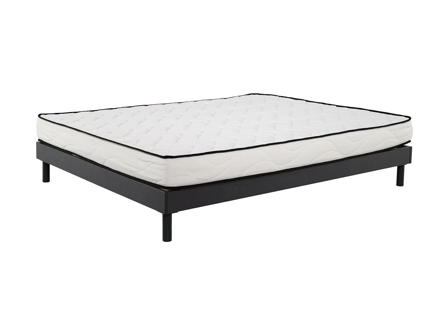 Ensemble Matelas mousse Confort - 160x200cm - mousse - 18 cm et Sommier kit gris