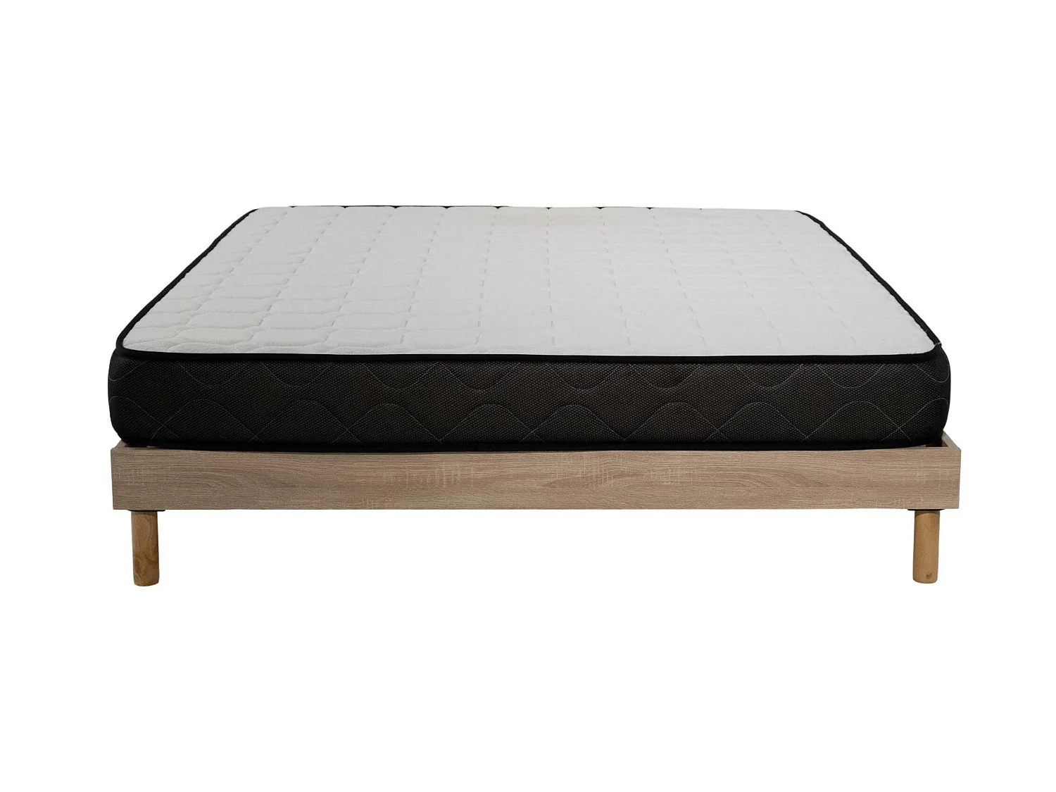 Ensemble Matelas mousse Memory - 160x200cm - accueil mémoire de forme - Sommier kit couleur chêne