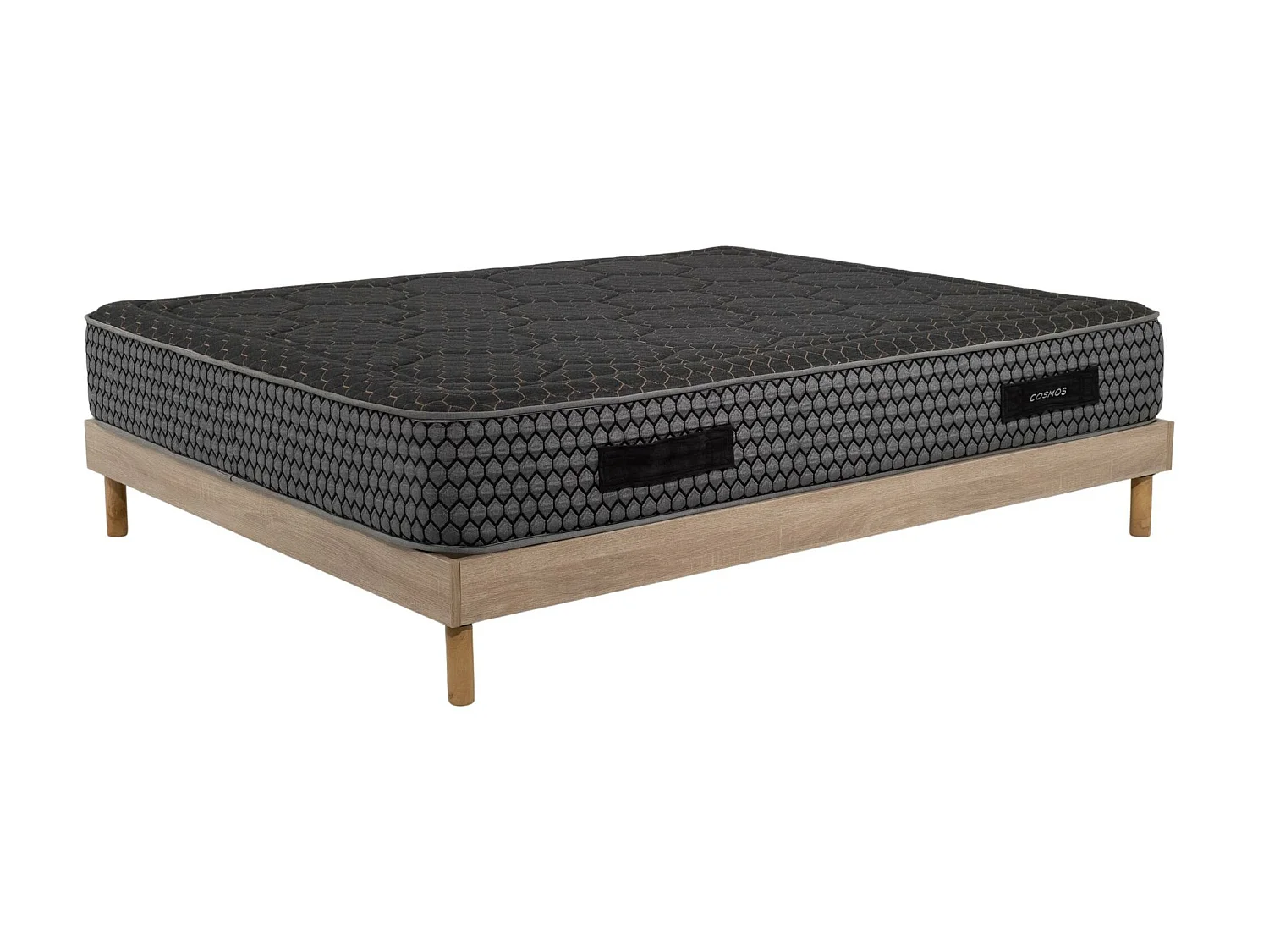 Ensemble Matelas mousse Cosmos Black - 160x200cm - accueil mémoire de forme et Sommier kit chêne