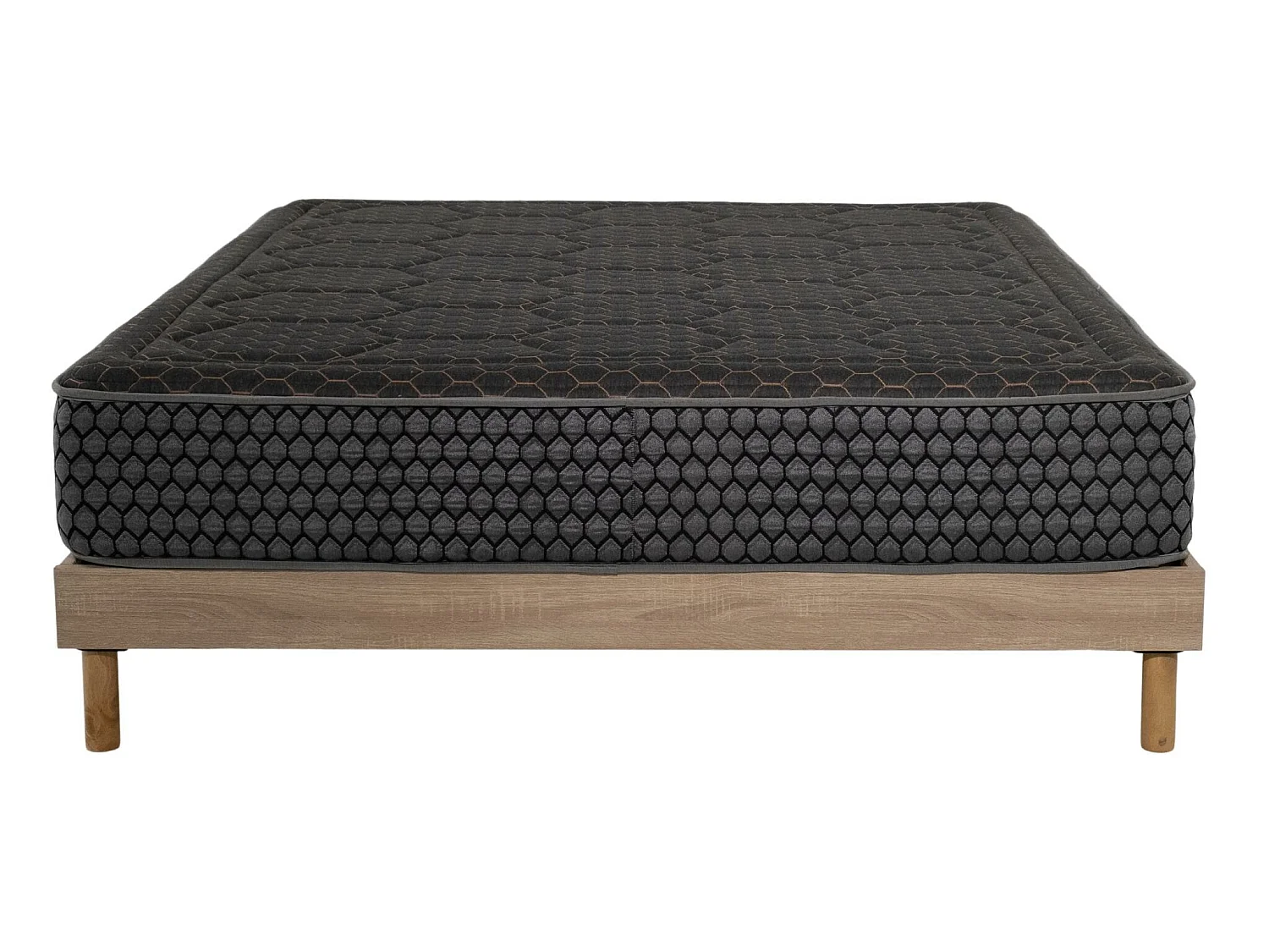 Ensemble Matelas mousse Cosmos Black - 160x200cm - accueil mémoire de forme et Sommier kit chêne