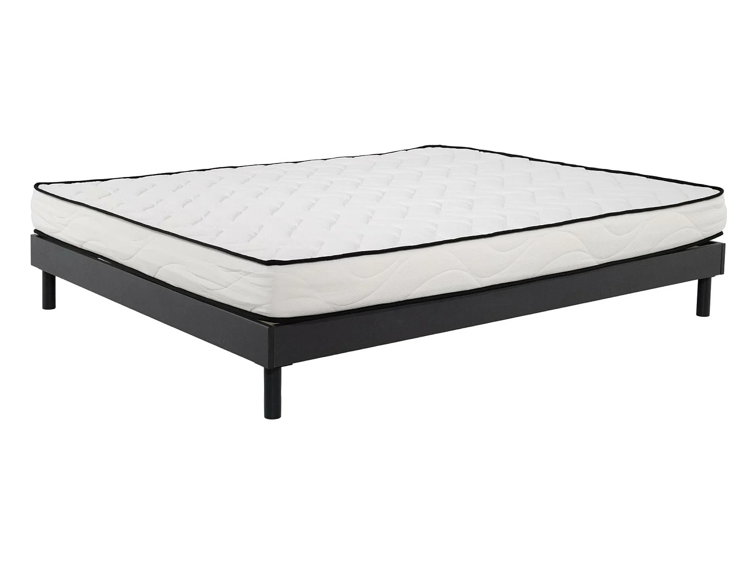 Ensemble Matelas mousse Confort - 140x190cm - mousse - 18 cm et Sommier kit gris