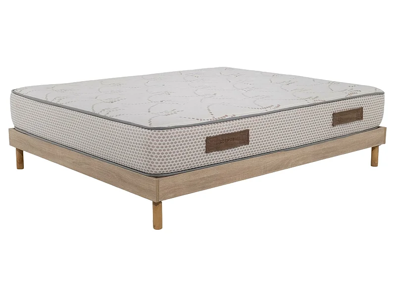 Ensemble Matelas mousse Cosmos White - 140x190cm - accueil mémoire de forme et Sommier kit chêne