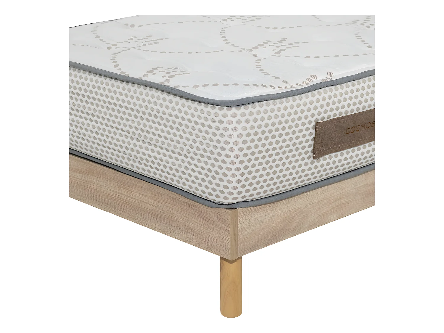 Ensemble Matelas mousse Cosmos White - 140x190cm - accueil mémoire de forme et Sommier kit chêne