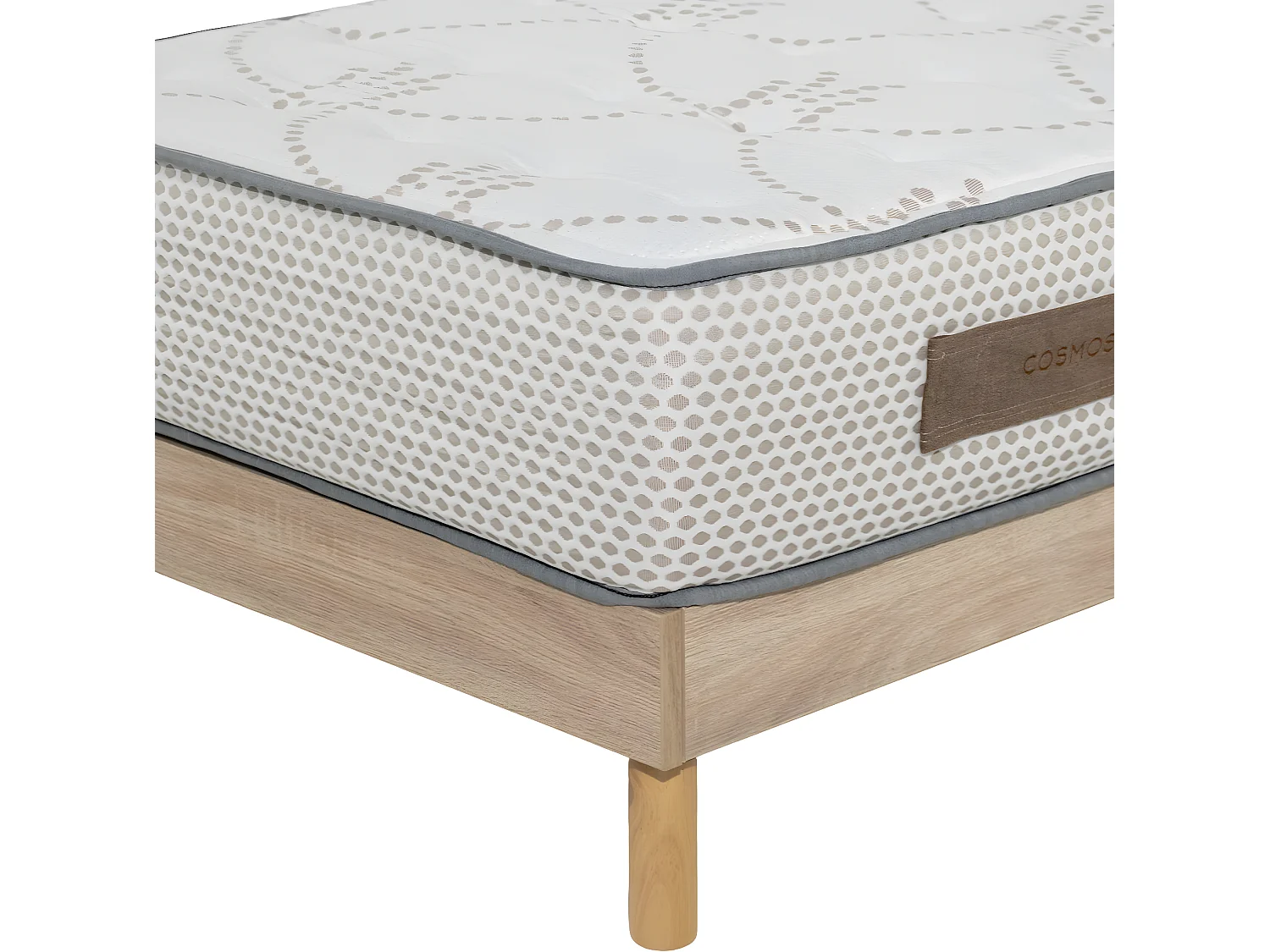Ensemble Matelas mousse Cosmos White - 140x190cm - accueil mémoire de forme et Sommier kit chêne