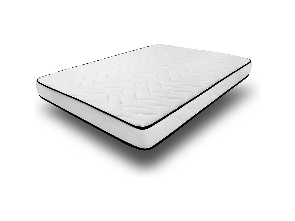 Ensemble Matelas mousse Confort 140x190 - 2 Oreillers mémoire 60x60 - Sommier kit Gris