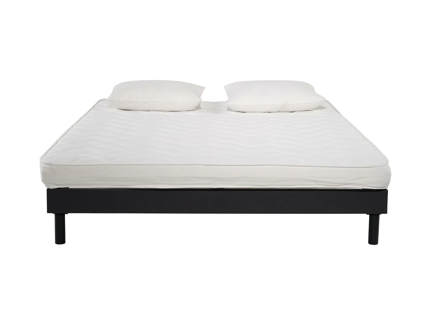 Ensemble Matelas mousse ECO - 140x190cm et 2 Oreillers 50x70 - mousse et Sommier kit gris
