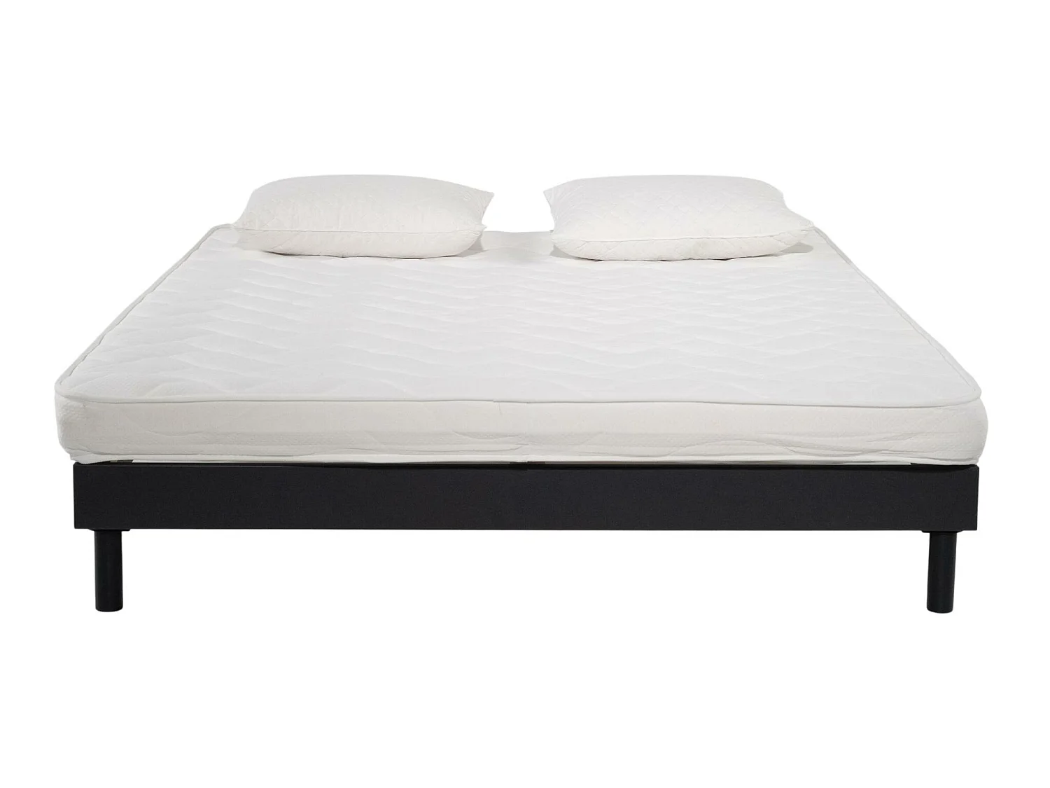 Ensemble Matelas mousse ECO - 140x190cm et 2 Oreillers 50x70 - mousse et Sommier kit gris