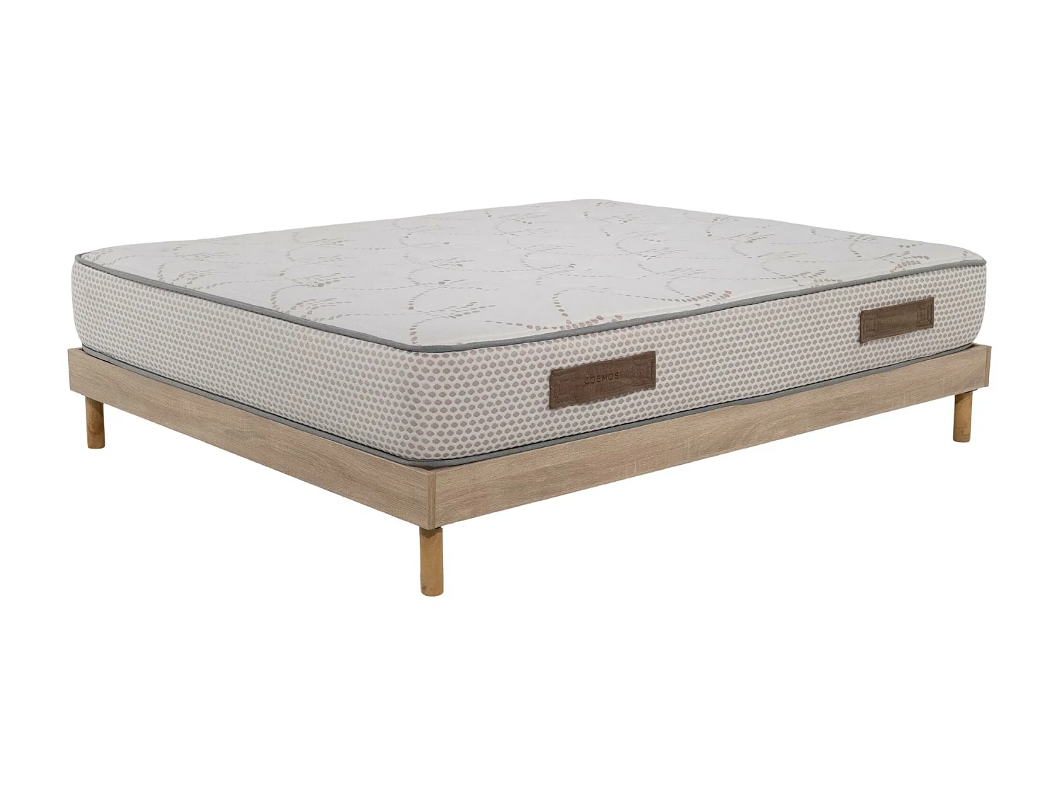 Ensemble Matelas mousse Cosmos White - 160x200cm - accueil mémoire de forme et Sommier kit chêne