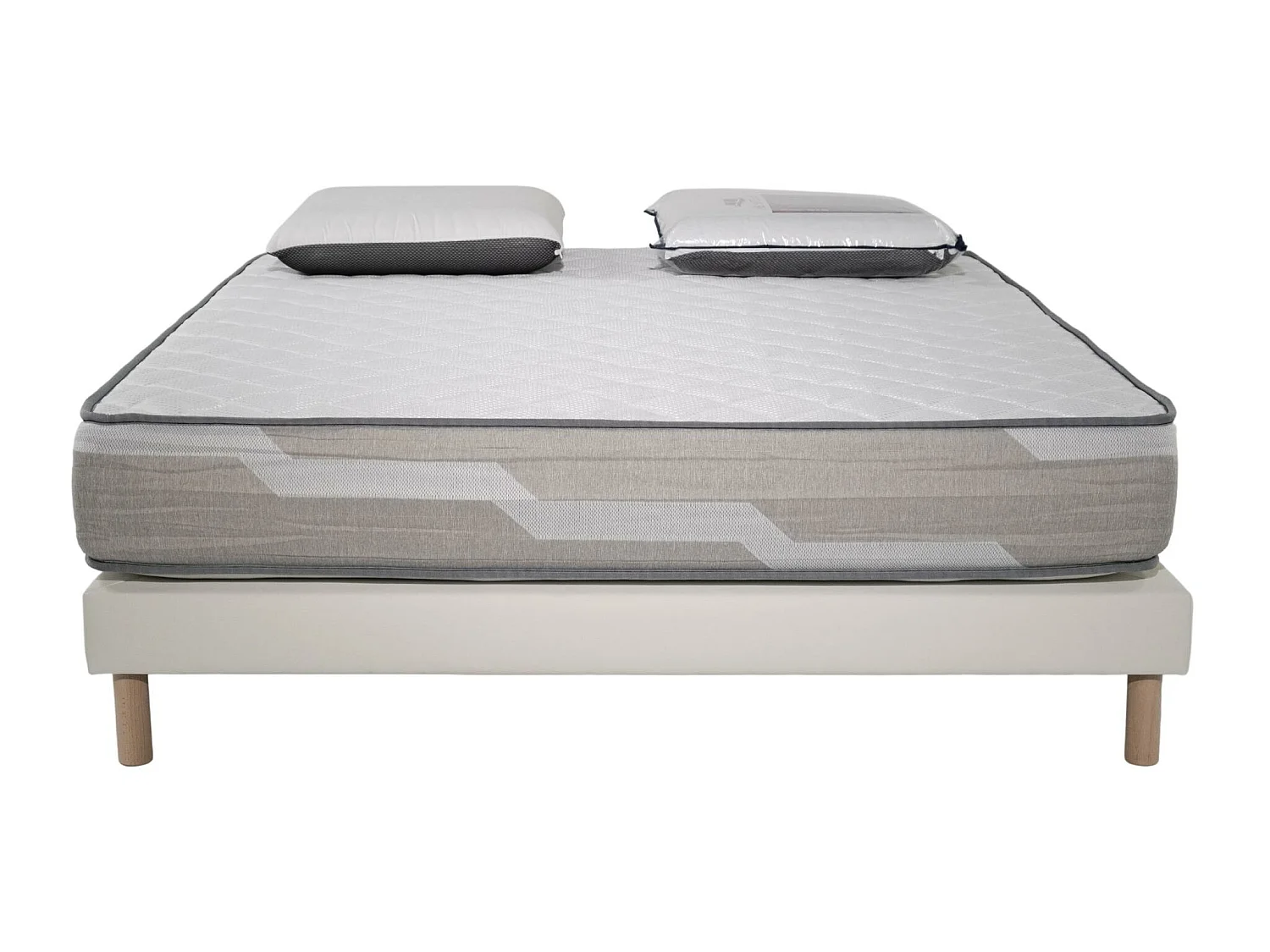 Ensemble Matelas 140x190cm Select Ressorts ensachés avec 2 Oreiller visco 60x60 et Sommier Blanc