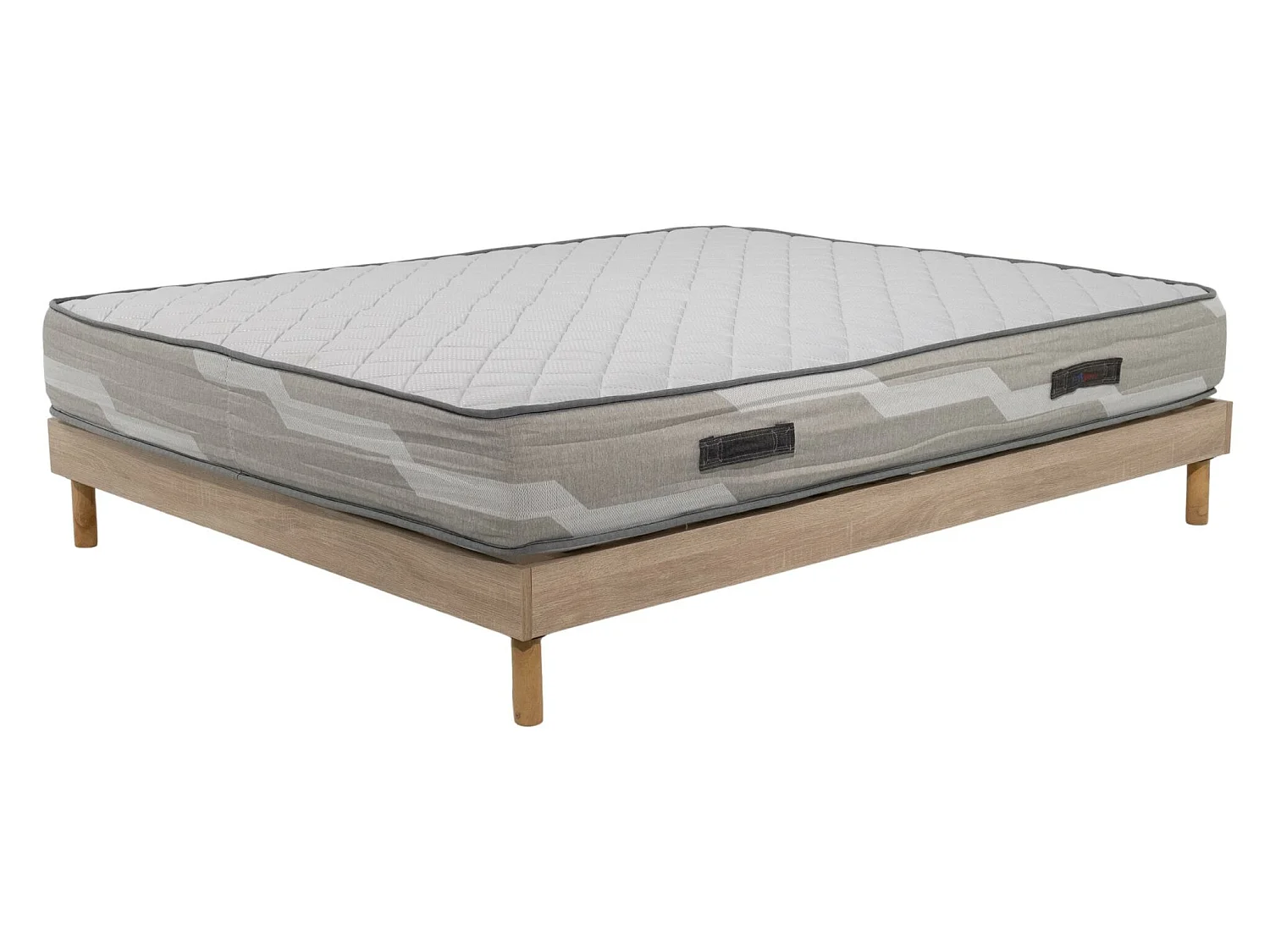 Ensemble Matelas Select - 140x190 - Ressorts - 26 cm - Sommier kit couleur chêne