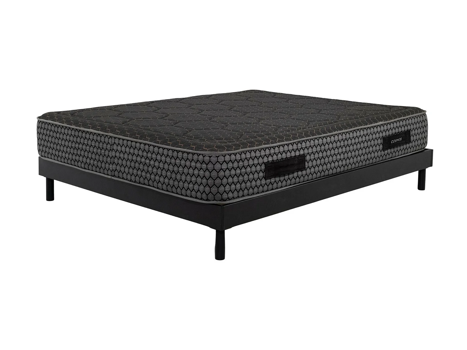 Ensemble Matelas 140x190cm mousse Cosmos Black - accueil mémoire de forme et Sommier kit gris