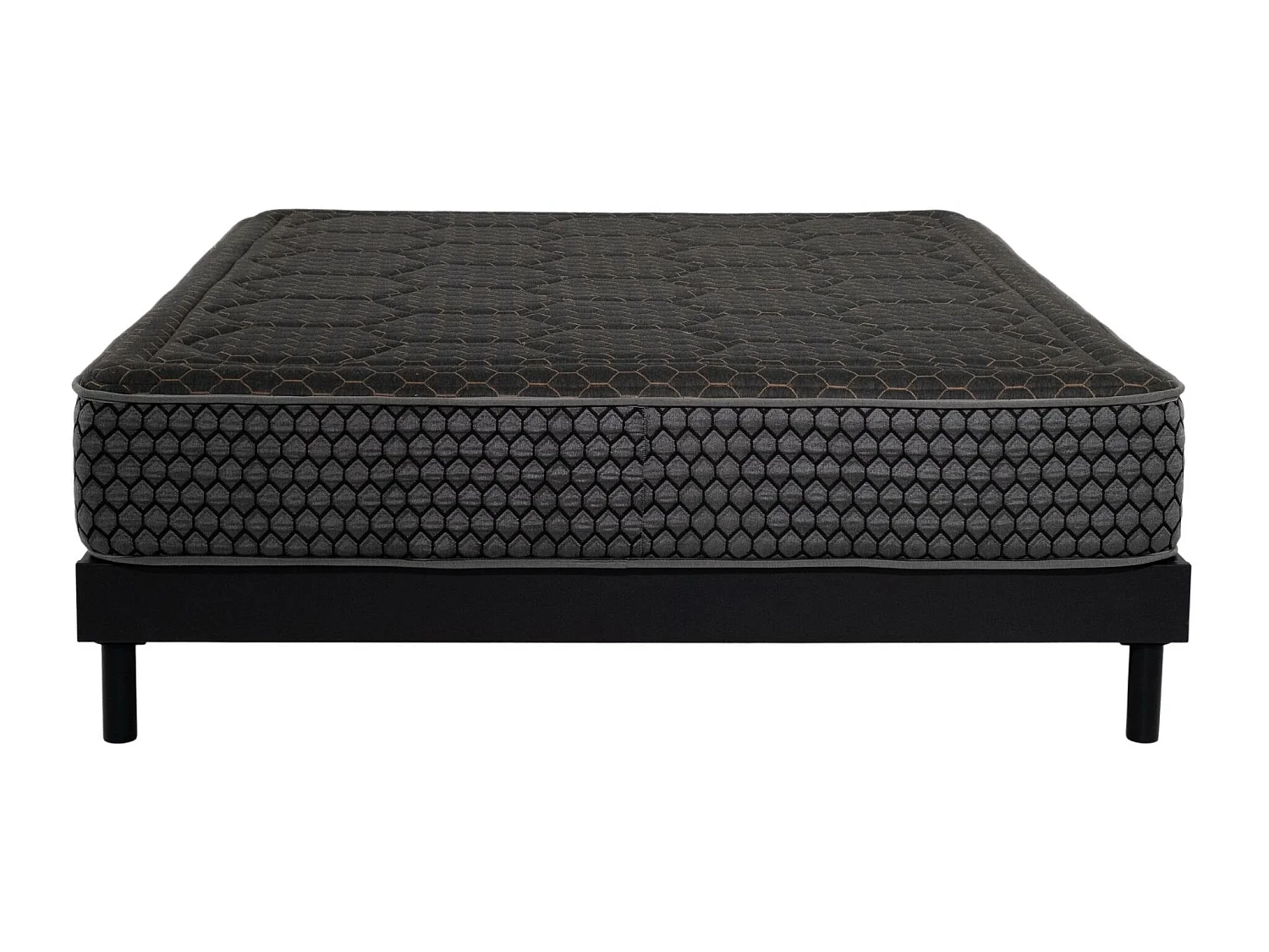 Ensemble Matelas 140x190cm mousse Cosmos Black - accueil mémoire de forme et Sommier kit gris