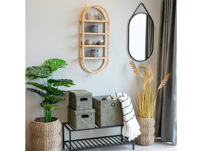 Malo miroir Ø50cm naturel rotin.