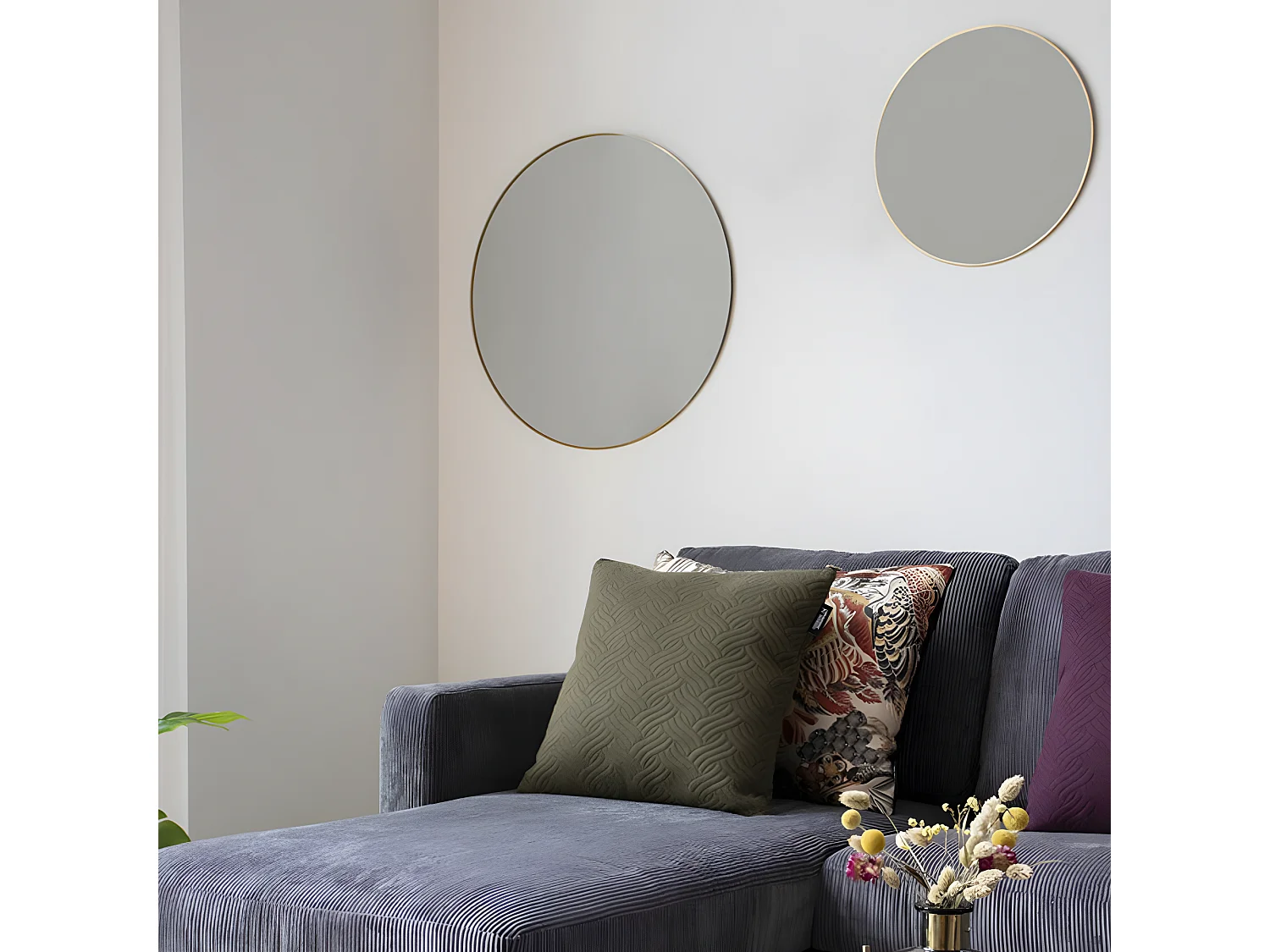 Jersey - Miroir rond en métal ø40cm - Laiton