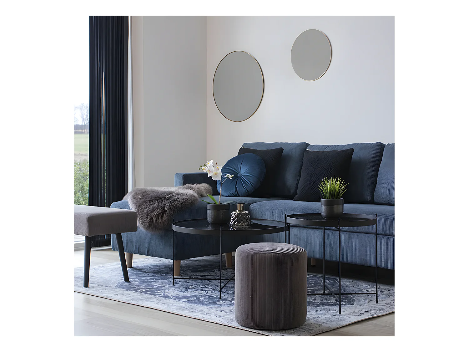 Jersey - Miroir rond en métal ø60cm - Laiton