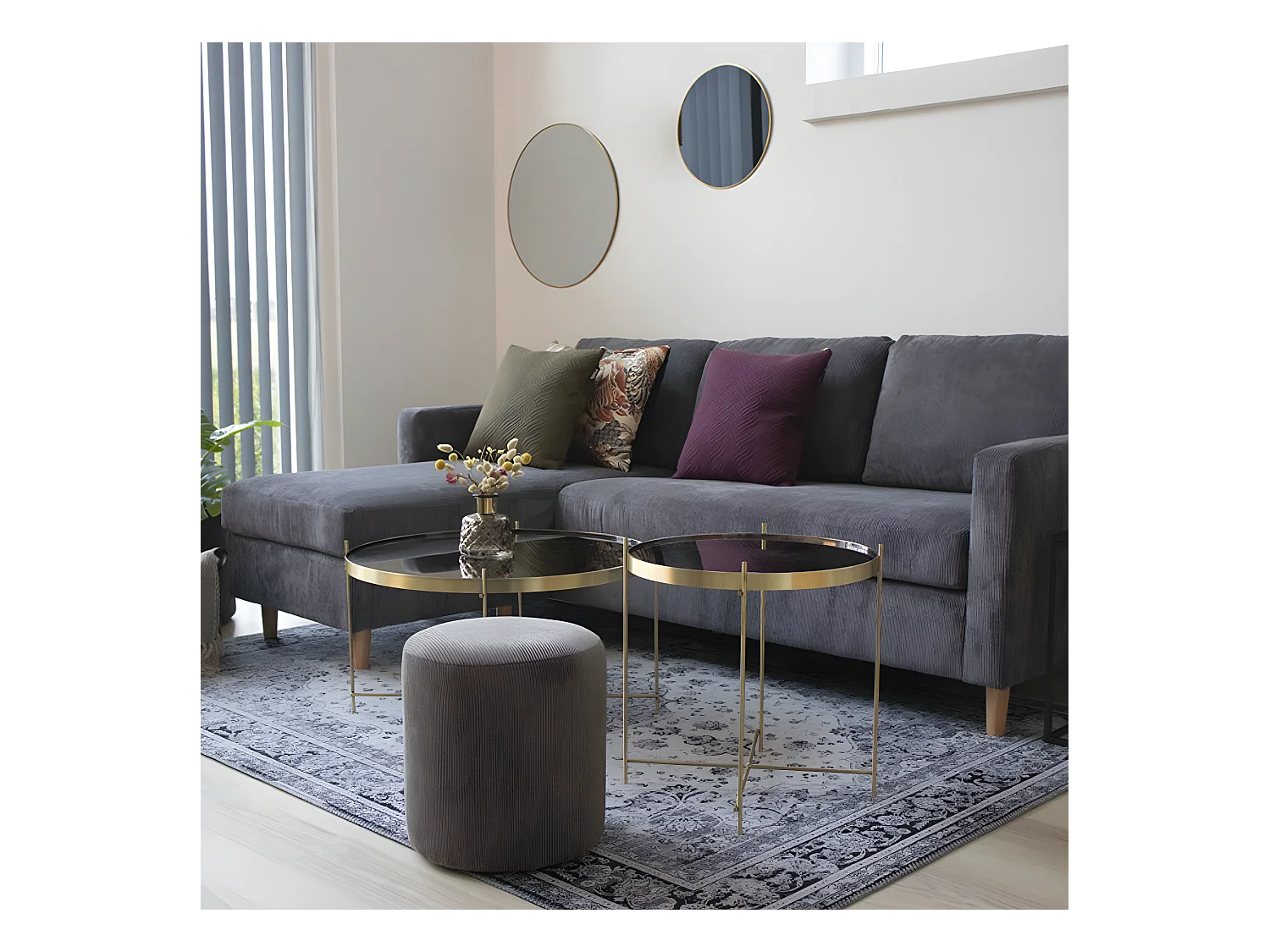 Jersey - Miroir rond en métal ø60cm - Laiton