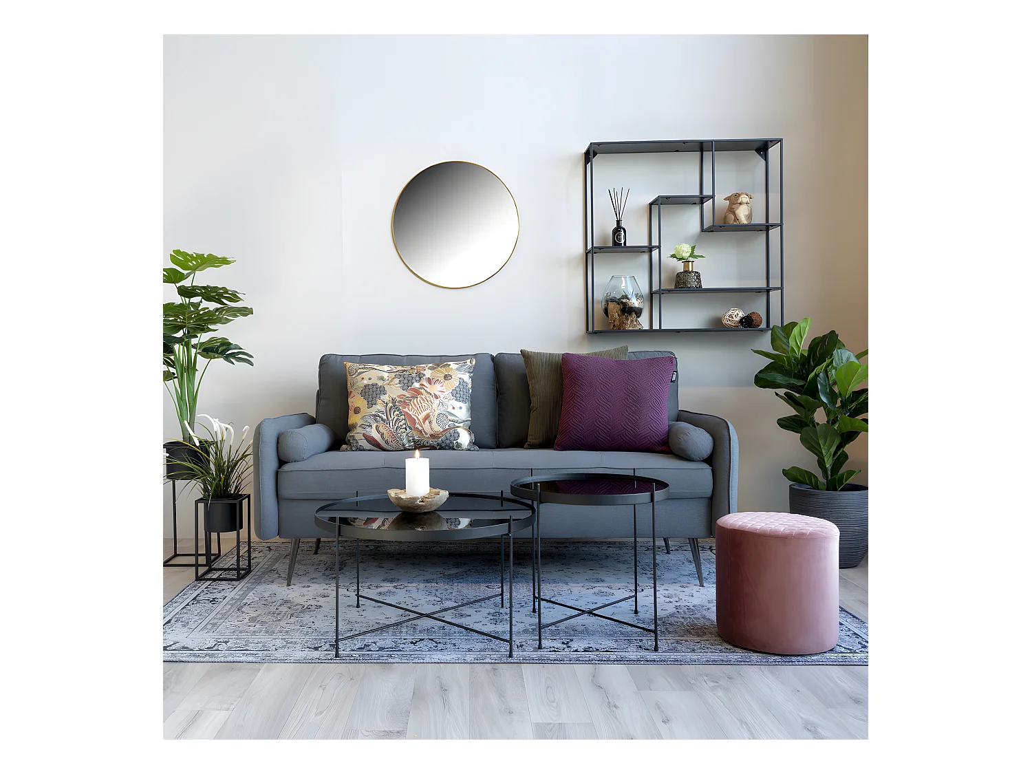 Jersey - Miroir rond en métal ø60cm - Laiton