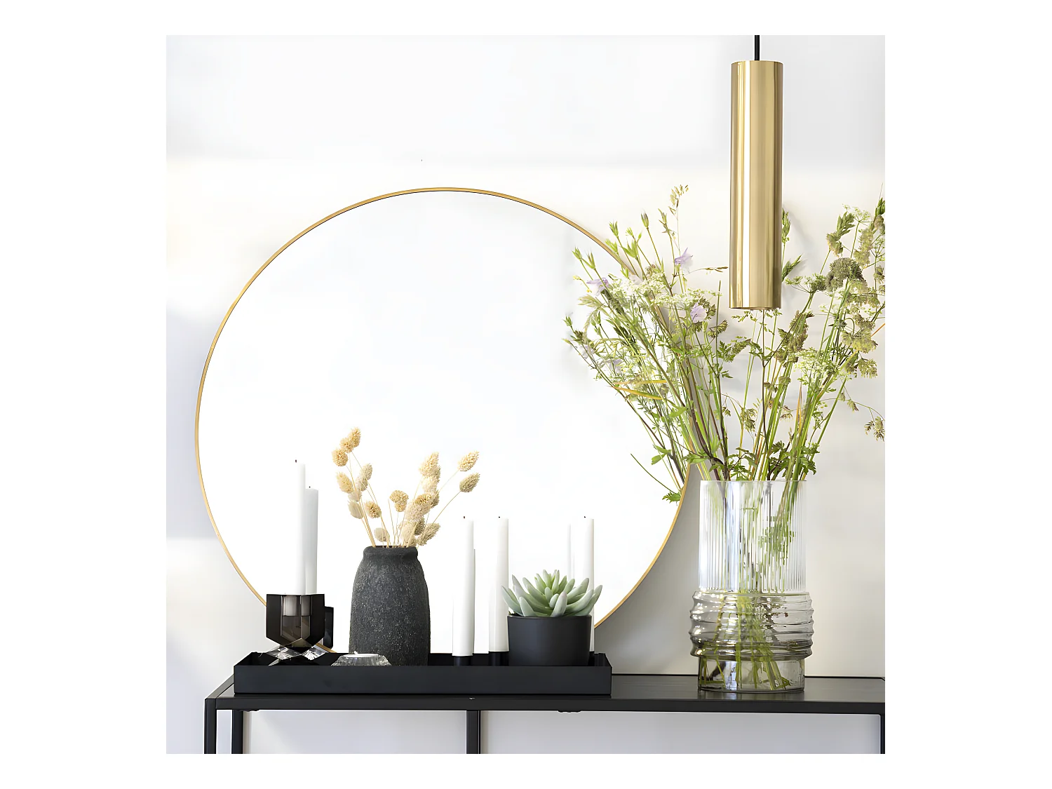 Jersey - Miroir rond en métal ø60cm - Laiton