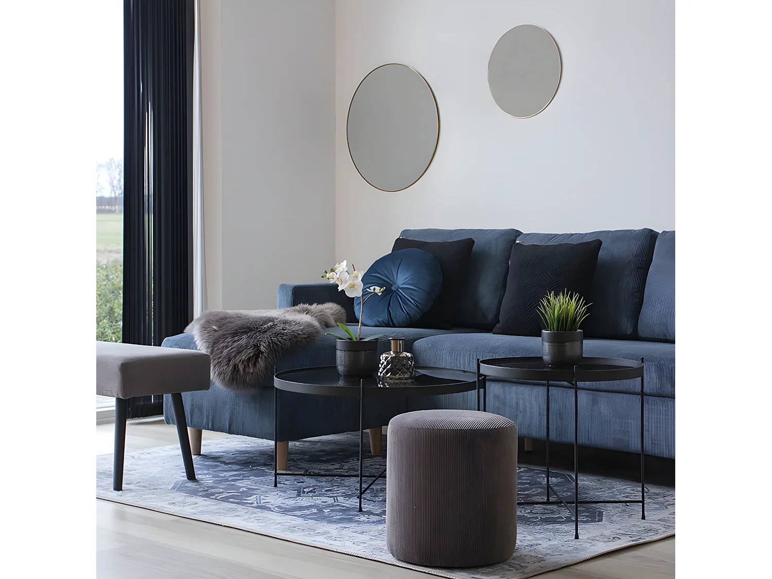 Jersey - Miroir rond en métal ø60cm - Laiton