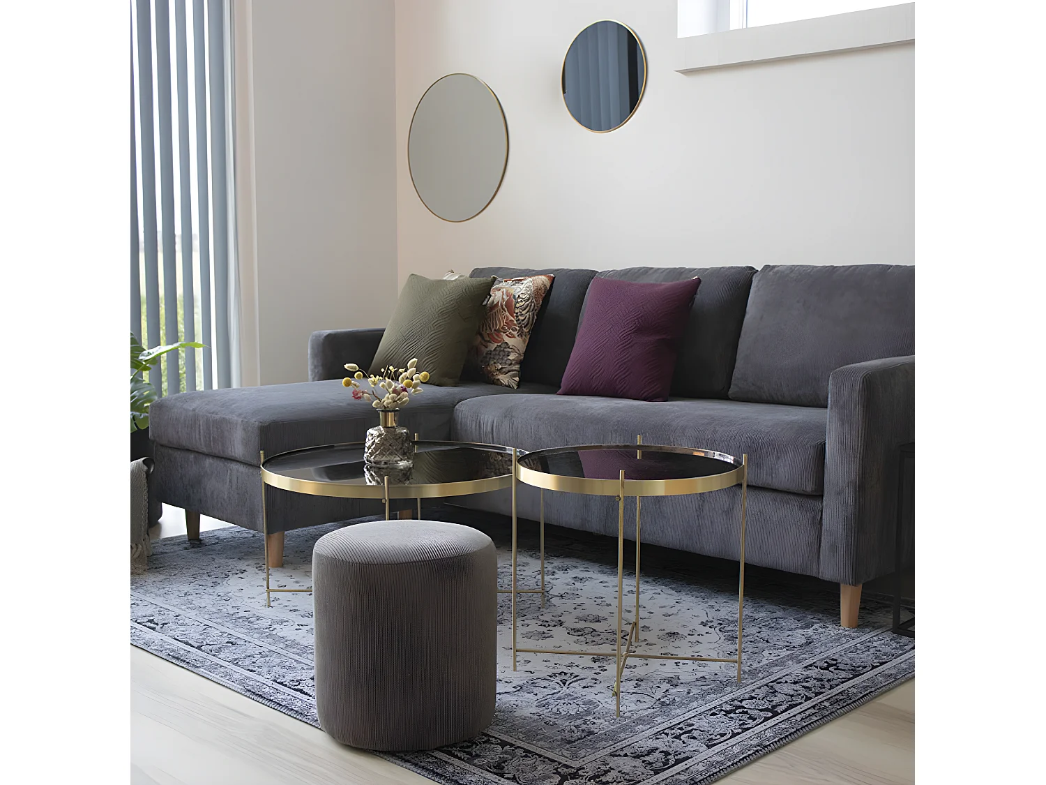 Jersey - Miroir rond en métal ø60cm - Laiton