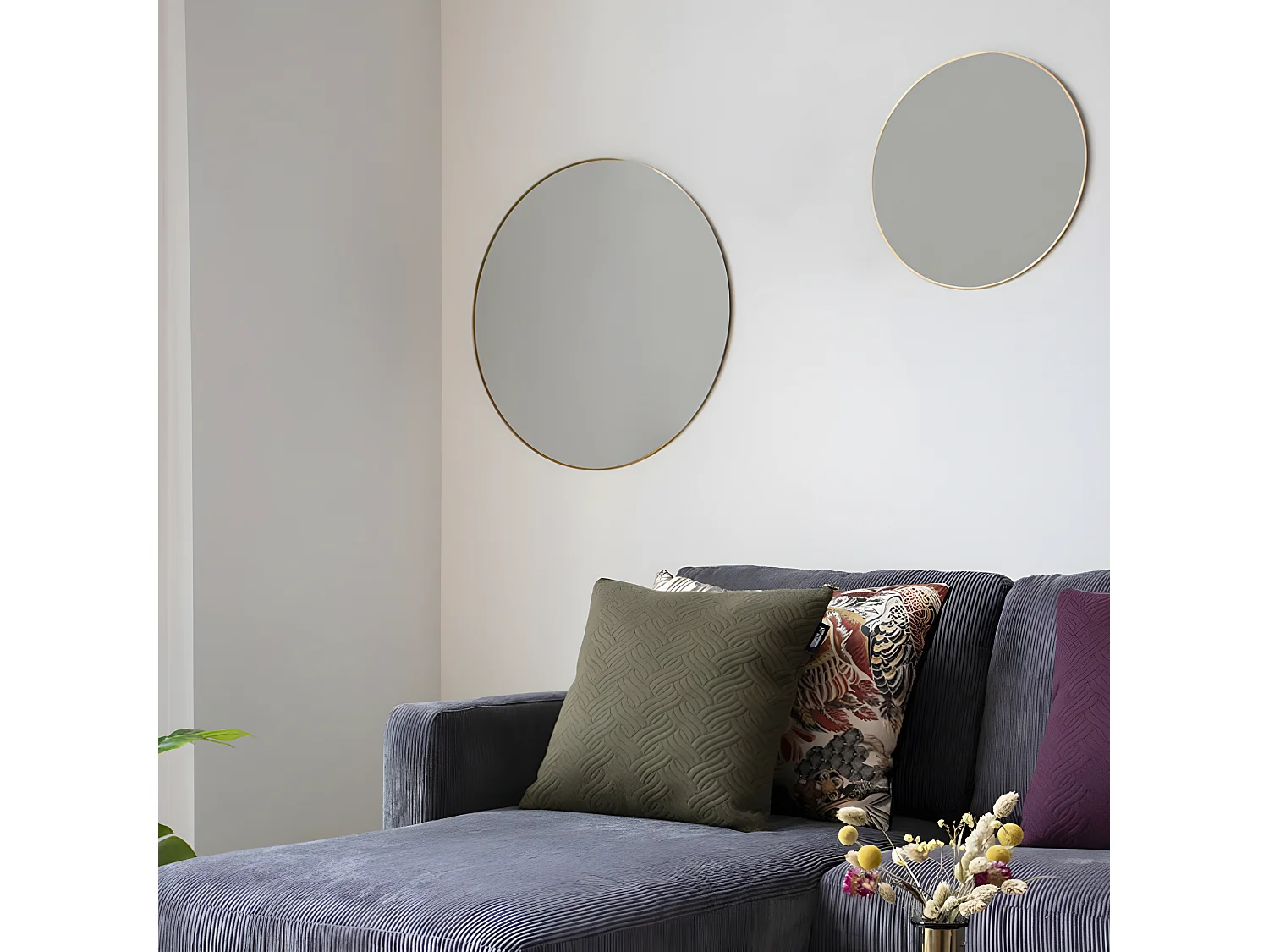 Jersey - Miroir rond en métal ø60cm - Laiton
