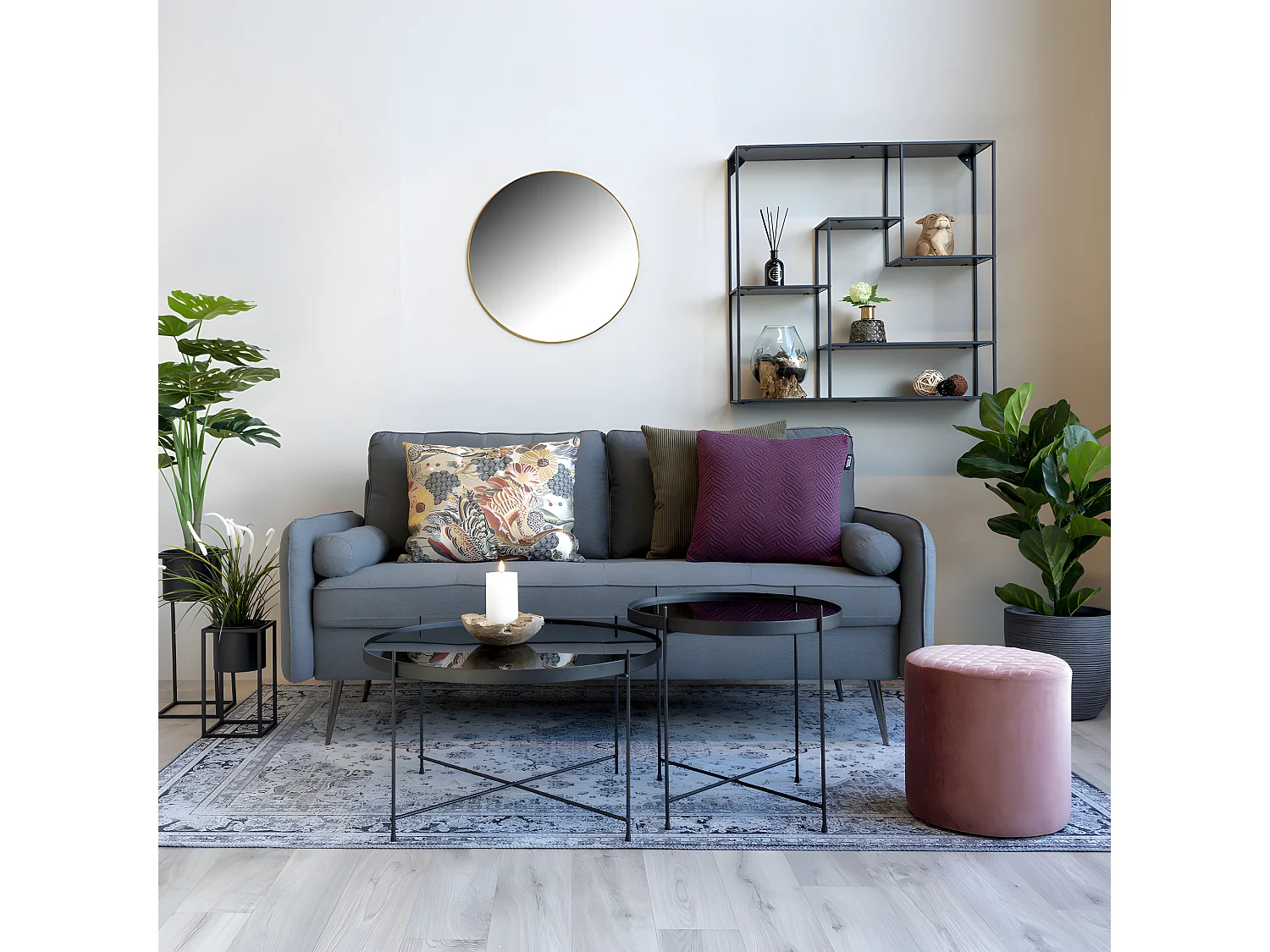 Jersey - Miroir rond en métal ø60cm - Laiton