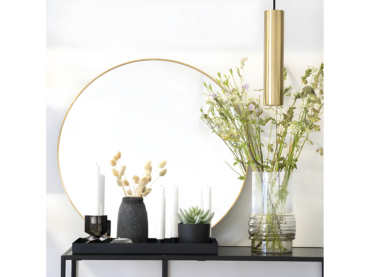 Jersey - Miroir rond en métal ø60cm - Laiton