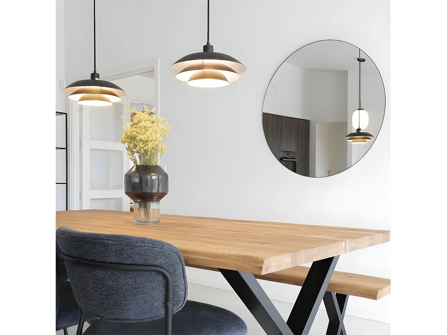 Jersey - Miroir rond en métal ø100cm - Noir