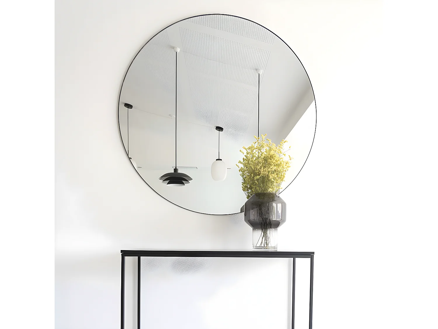 Jersey - Miroir rond en métal ø100cm - Noir