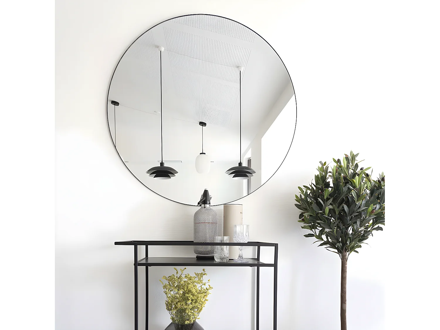 Jersey - Miroir rond en métal ø100cm - Noir
