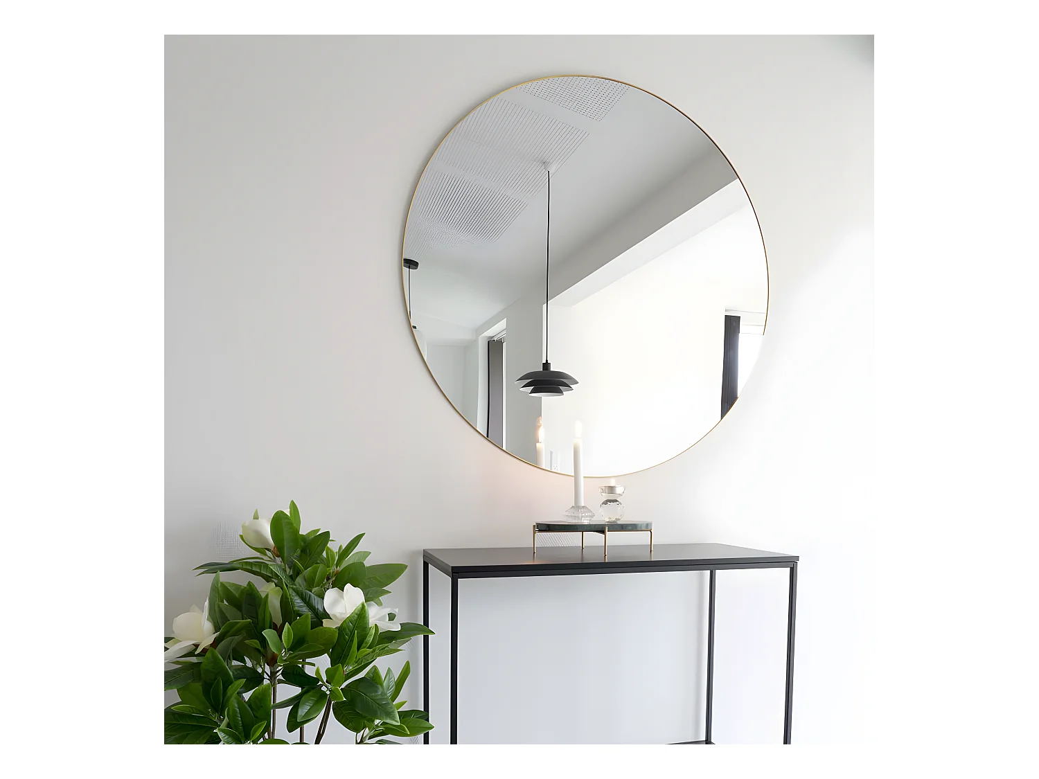 Jersey - Miroir rond en métal ø100cm - Laiton