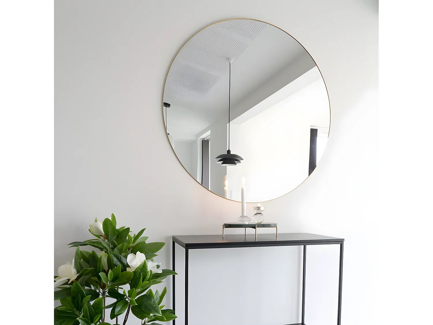 Jersey - Miroir rond en métal ø100cm - Laiton