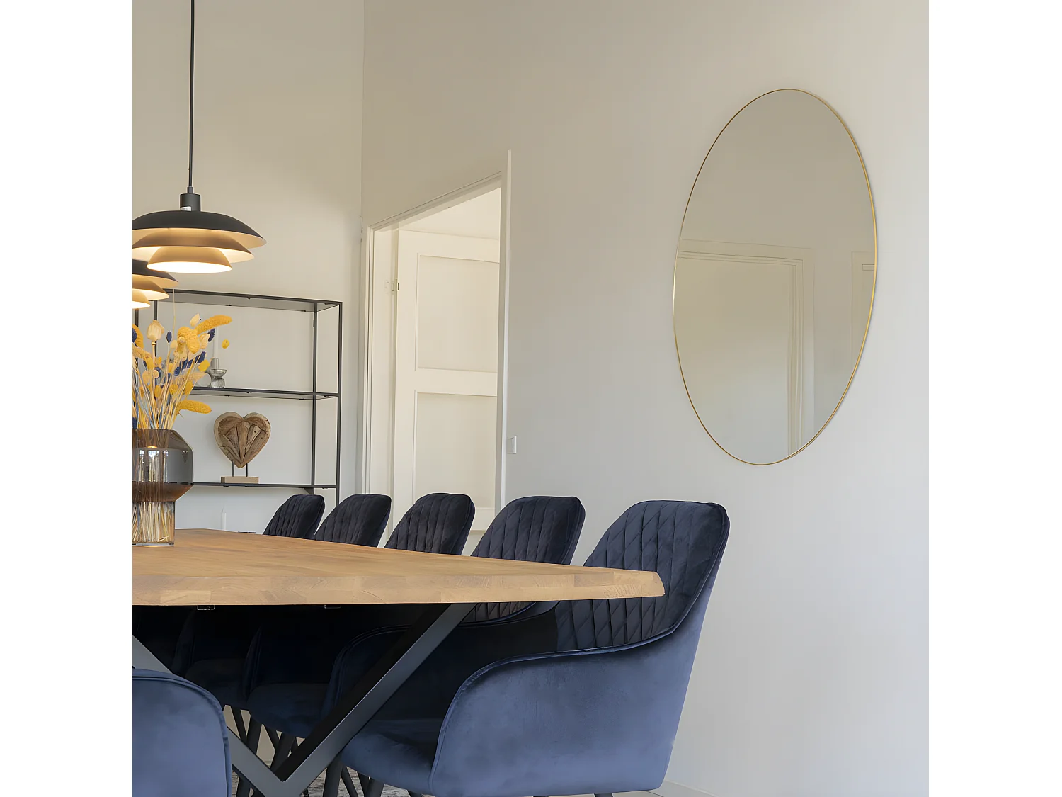 Jersey - Miroir rond en métal ø100cm - Laiton
