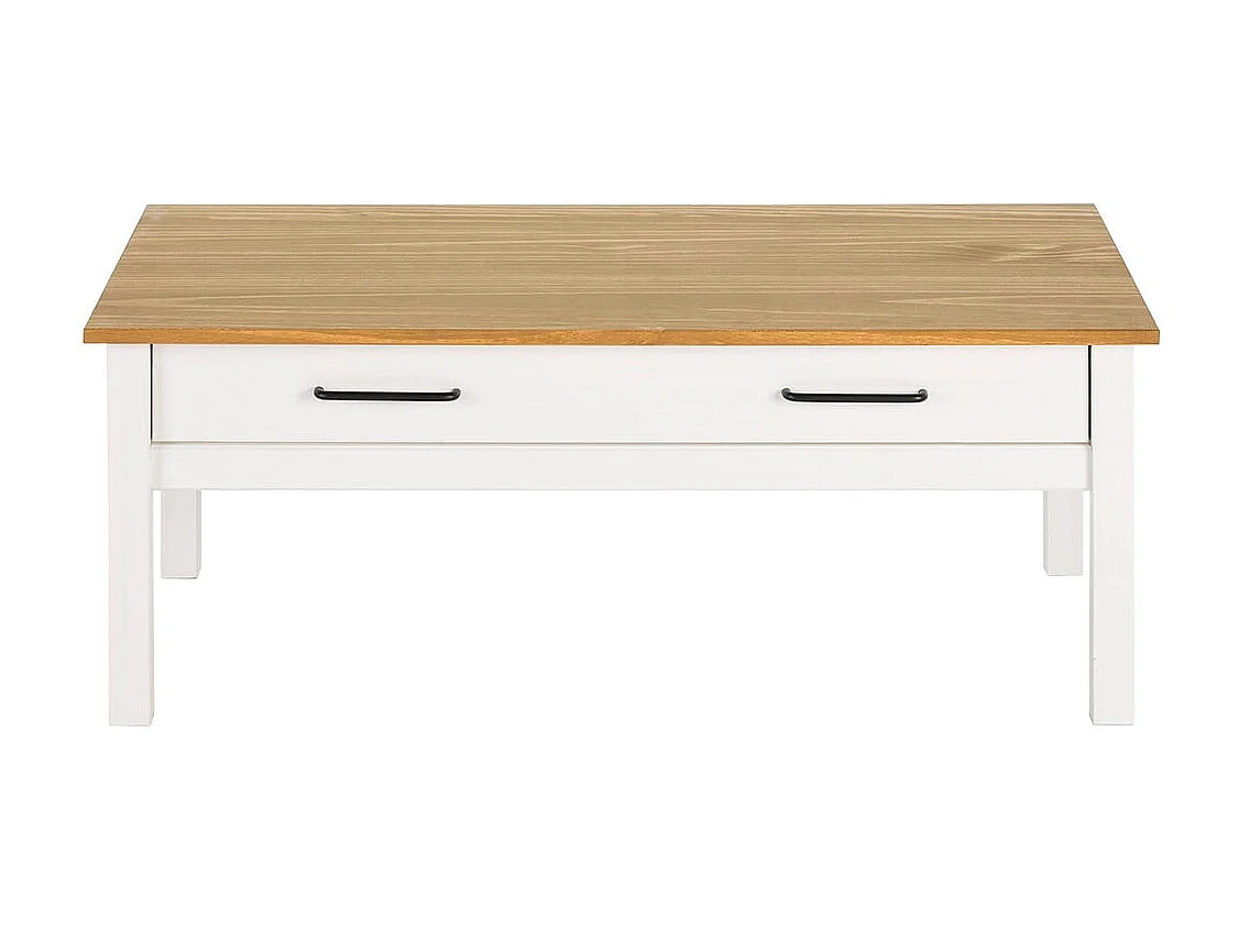 TINA - Pack Salon avec Meuble TV + Table Basse en Bois Ciré et Blanc