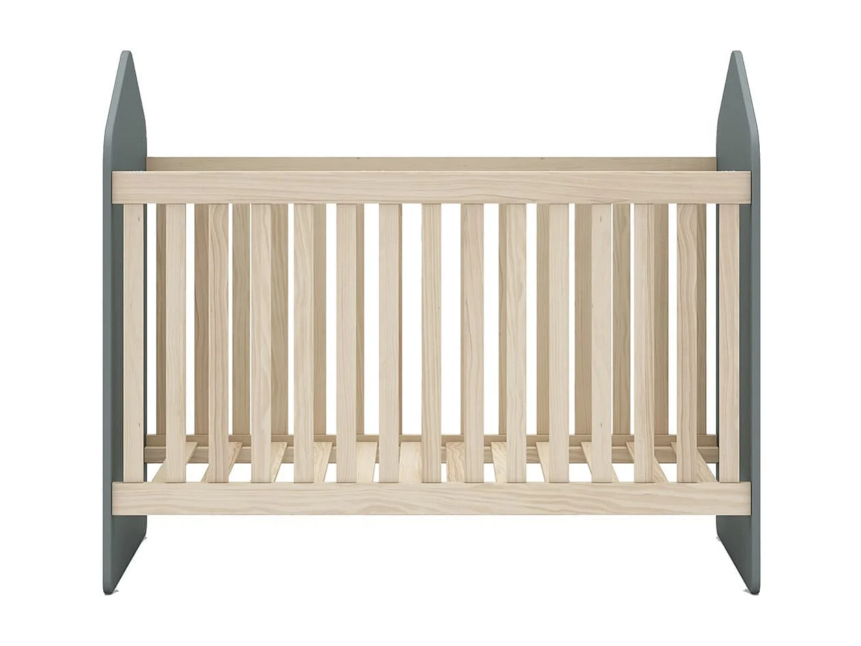 KAINA - Pack Lit Bébé Cabane 60x120cm + Commode + Penderie Coloris Gris et Naturel