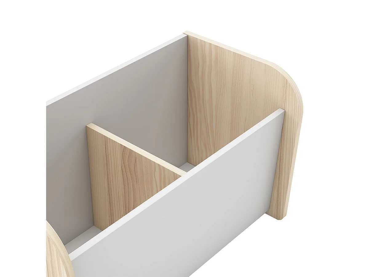 KAINA - Chambre Bébé 60x120cm Complète + Coffre à Jouets Coloris Blanc et Naturel