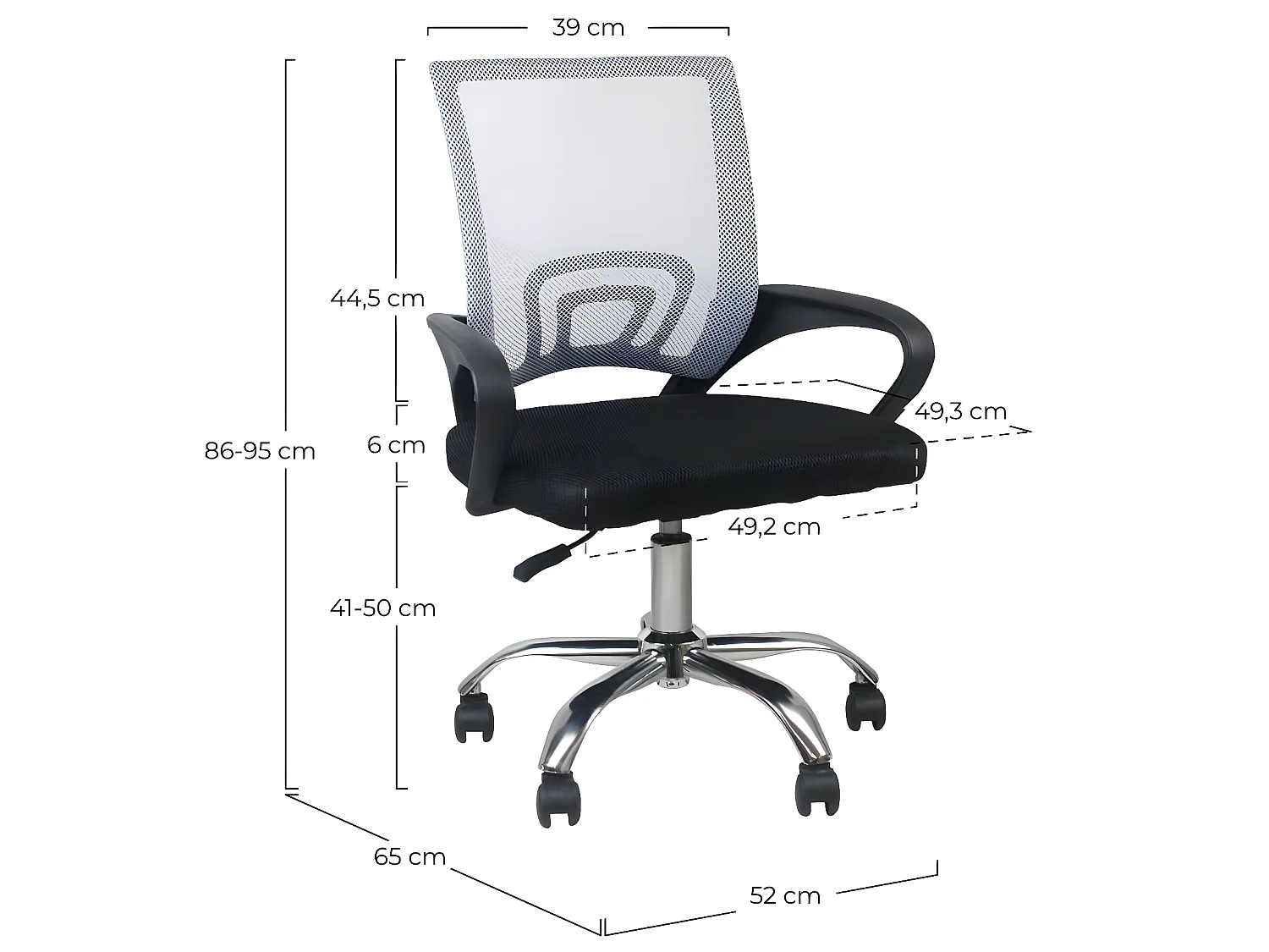 Silla de Escritorio con Ruedas Classic 95x65x52cm O91