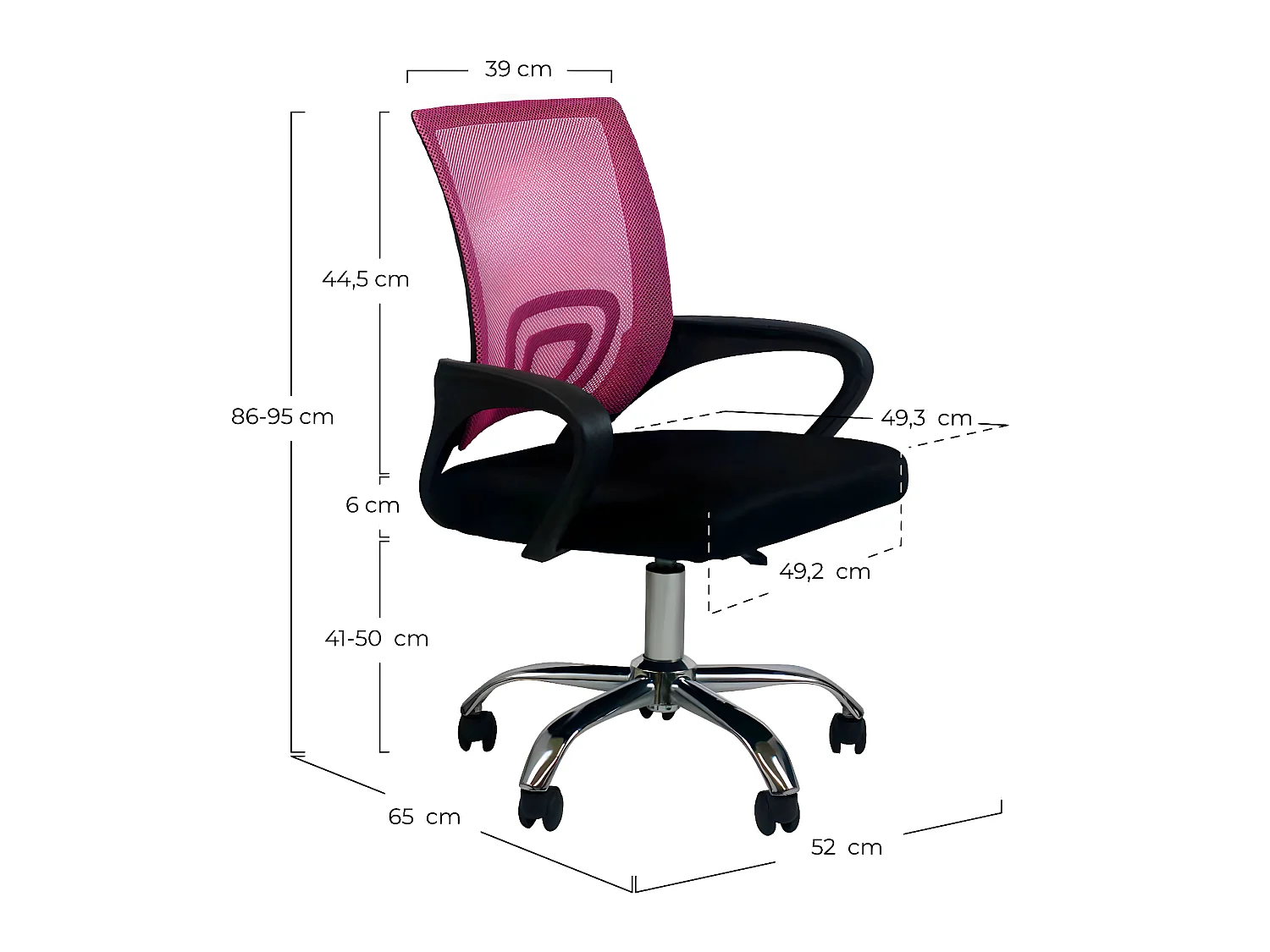 Chaise de bureau classique à roulettes 95x65x52cm O91